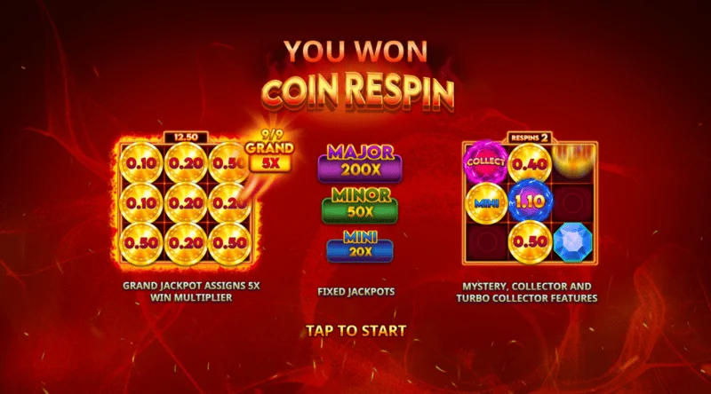 Moeda de respin do Blazing Coins Deluxe