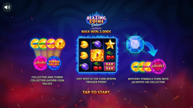 Menu principal do Blazing Coins Deluxe